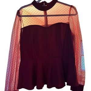 🎄Peplum Elegant Sheer Sleeve Top